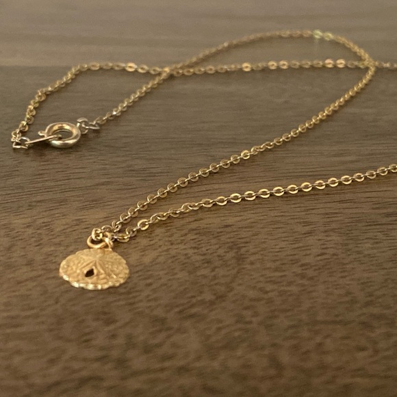 SOLD Repurposed Vintage Sand Dollar Charm Necklace - Picture 1 of 3